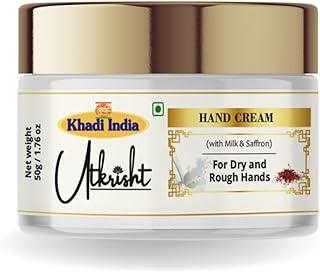 Utkristh Khadi Milk & Saffron Herbal Hand Cream 50g | Deep Moisturization, Hydration & Healing for Dry & Chapped Hands | Softens rough cuticles | All Skin Types | Hand Cream for Men & Women