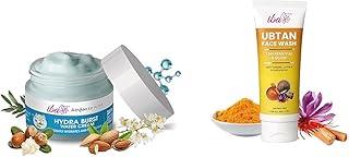 Iba Advanced Activs Hydra Burst Water Cream, 50g With Hyaluronic Acid For Hydrates & Plumps Skin Ubtan Face Wash, 100ml for all Skin type with Turmeric, Saffron & Sandalwood for Tan Removal & Glow