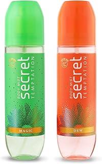 Secret Temptation Body Mist Combo for Women, Pack of 2 (120 Ml Each) l Dew & Magic Body Mist l Long-Lasting Fragrance l Dermatologically Tested & Safe on Skin