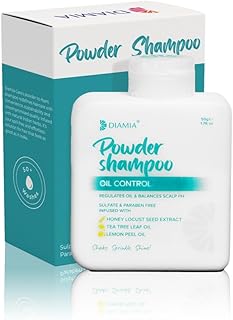DIAMIA Oil Control Shampoo Powder 50g | Travel-Friendly | Powder-to-Foam for Oily Scalp & Greasy Hair | With Lemon Peel Oil & Honey Locust | Deep Cleansing, Refreshing | Sulphate & Paraben-Free