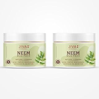 Jiva Neem Mud Pack 100gm | 100% Pure & Natural | Cleanses and Brightens Skin | Prevents Acne, Blackheads, & Excessive Oil | Antibacterial Properties Prevent Skin Infections (Pack of 2)