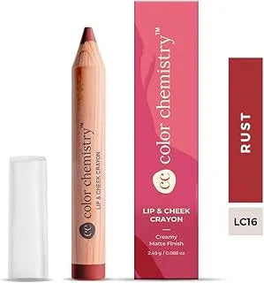 Color Chemistry Lip and Cheek Crayon Rust LC16, 2.49 g | Vegan, Ultra-Matte Finish, Non-Drying & Long-Lasting | Creamy, Hydrating Formula in 16 Shades for All Skin Tones | Multi-Use for Lips & Cheeks