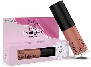 Ruby's Organics Mini Lip Oil Gloss for Women & Girls, All Skin Tones- Moisturizing, Long Lasting, Non Sticky & Non Drying Formula, Glossy Texture, Natural Lip Makeup, Paraben Free - Toffee, 3 ml