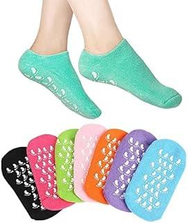 CAVERNSHOP Moisturizing Gel Socks For Dry Cracked Feet,Silicone Spa Socks With Essential Oils & Vitamin E,Softening Foot Care For Women,Hydrating Heel Repair,Multicolor Comfort Socks For Smooth Skin
