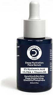 Dermistry Pure 2% Hyaluronic Acid 1% PGA Vitamin B5 Sensitive & Dry Skin Moisturizer Face Serum Hydration Elasticity Plumpy Soft Smooth Skin Suits Oily Combination All Skin Day Night Men Women 30ml