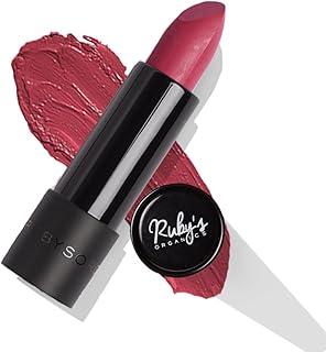 Ruby's Organics Semi-Matte Lipstick for Women All Indian Tones- Highly Pigmented, Moisturizing, Non Drying, Lightweight and Long Lasting- Lip Makeup, Synthetic Chemical Free- Pink Rhubarb, 3.7g