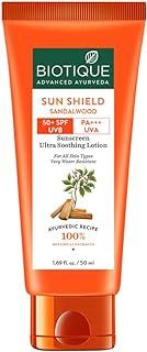 Biotique Bio Sandalwood Sunscreen Ultra Soothing Face Lotion, SPF 50+ |Ultra Protective Lotion| Keeps Skin Soft, Fair and Moisturized| Water Resistant| For All Skin Types| 50ml