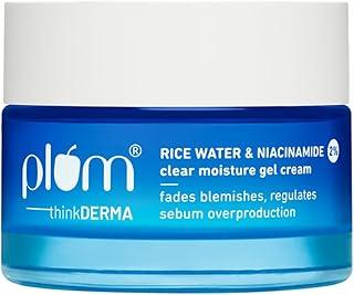 Plum 2% Niacinamide & Rice Water Superlight Gel Cream Moisturizer for Face | Oil-Free Hydration | Brightens, Fades Blemishes | Dermat-Tested | All Skin Types | Women & Men | 100% Vegan | 50 g