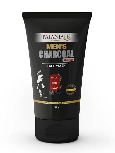 Patanjali Men's Charcoal Active Face Wash 100g, Deep Cleansing Face Wash for Men, Oil Cont