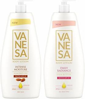VANESA Shea Butter Body Lotion (400ML) & Almond Body Lotion (400ML) With SPF 15- Combo Set of 2 | Daily Moisturizer for Dry Skin | All Skin Type