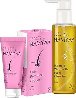 Namyaa women Intimate Hygiene Care Set-Hair Removal Cream 60gm & Haldi Chandan Hygiene Wash 100Ml Pack Of 2 (2)