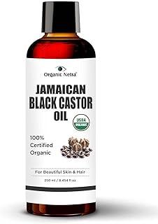 Organic Netra Cold Pressed Jamaican Black Castor Oil for Hair Growth | For healthy, thick and black hair | Reduces Acne Marks and fine lines | For All Hair and Skin Types - 250ml