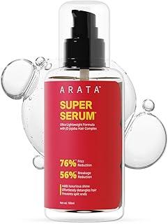 Arata Super Serum (100ml) For Dry & Frizzy Hair | 76% Frizz Reduction | 56% Breakage Reduction | Luxurious Shine | Prevents Split Ends | Powered By JD Jojoba Hair Complex | Hair Serum For Women & Men
