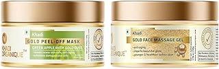 Khadi Organique Gold Face Massage Gel & Peel-Off Mask Combo: Brightening & Nourishing Skincare Removes Blackheads and Whiteheads | Deep Skin Purifying Cleansing -100 gm