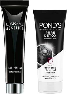 Lakmé Absolute Blur Perfect Makeup Primer, 30g And Pond's Pure White Anti Pollution With Activated Charcoal Facewash, 100g