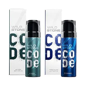WILD STONE CODE Steel And Titanium Long Lasting No Gas Body Perfume For Men, Pack Of 2 (15