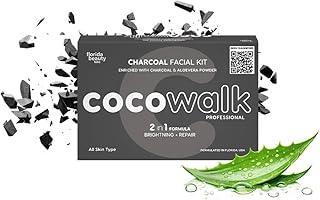Cocowalk Professional Charcoal Facial Kit - 50gm | Suitable for All Skin Types | Enriched with Charcoal & Aloevera Powder | 2in1 Formula Brightening + Repair