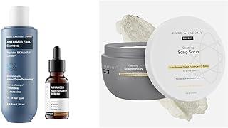 Bare Anatomy Anti Hair Fall Shampoo Hair Fall Control, Growth 250ml 3% Redensyl + 4% Anagain + 3% Baicapil + 1% Capilia Longa 30mL Scalp Scrub with Natural AHAs, Coconut & Sugar For Women & Men | 250g