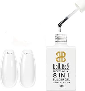 Bolt Bee 8-in-1 Nail Glue Gel – Builder Gel for Nail Extension, Repair, Strengthening, Apex Building, Blooming & Rhinestone Fixing – Soak Off UV/LED Gel, 15ml