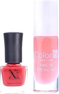 Color Fx Nail Fix Anti Nail Biting Glossy Finish Polish, Nail Strengthener & Hardener, Nail Biting Stopper Adults & Kids & Nail Enamel Xprss Strawberry Pink, 204-304, 9 ml