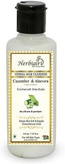 Herbigiri Herbal Cleansing Milk for face | whitening Cream with Shea Butter, Cucumber and Aloevera | Natural Face Cleanser | Paraben Free | For all Skin Types | Pack of 1 (210ml)