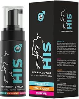 HIS Natural Intimate Wash for Men, Ayurvedic, Mens Intimate Wash with Tea Tree Oil, pH Balanced Foaming Hygiene Wash, Mens Ball wash, Men Genital Wash, Prevents Itching, Irritation & Bad Odor, Men's Intimate wash, 100ml