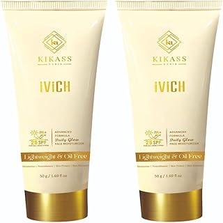 KIKASS iViCH Daily Glow Face Moisturizer with SPF 25 | Brightening Cream| Lightweight | Oil-Free | Reduce Dark Spots | Suitable For Oily, Dry & Combination Skin| For Women and Men | 100 g (Pack of 2)