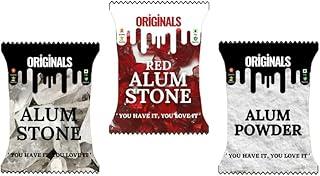 ORIGINALS™ Alum Combo Pack of Alum Stone, Alum Powder, Red Alum Stone Fitkari/Phitkari | Non Ferric | for Face, Skin, Vastu, Shaving, Teeth, Plants, Cosmetics | 2700 Gm