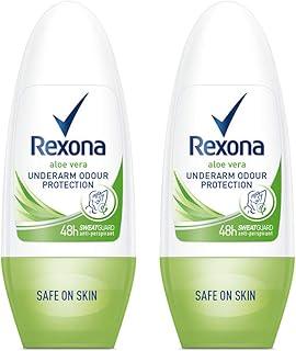 Rexona Aloe Vera Underarm Roll On Deodorant For Women, Antiperspirant, 50 ml (Pack of 2)