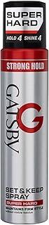 Gatsby Japan Set And Keep Hair Spray Super Hard, 250ml | Quick Drying, Long Lasting Hold, No Flaking & Natural Shine | Non Sticky & Easy Wash Off | Styling Hair Spray
