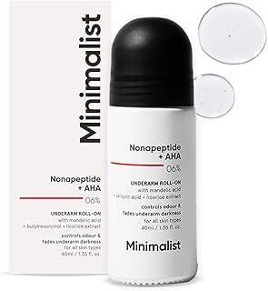 Minimalist Underarm Roll On Deodorant with Nonapeptide + AHA BHA 06% | Controls Odour & Fades Darkness | Fragrance & Aluminium Free | Exfoliating Deo For Women & Men | 40ml