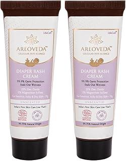AreoVeda Natural Diaper Rash Cream for Babies | Zinc Oxide 15% + Oats |Fast Relief from Rashes, Redness & Irritation | No Toxins | Fragrance-Free | Newborn Safe (25gm each)