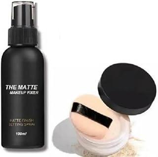 Venus Traders Trend Setting Matte Loose Powder & Long Lasting Misty Finish Professional Makeup Fixer Spray | For All Skin Types | For Face Makeup (Pack of 2)