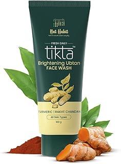 Nat Habit Ubtan Face Wash, Fresh Daily Tikta For Men & Women, Skin Brightening With Activated Wild Turmeric, Suitable For All Skin Types, Chemical & Sulphate Free, 100g