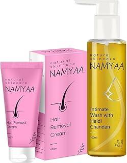 Namyaa Intimate Hygiene Care Set-Hair Removal Cream 60gm & Haldi Chandan Hygiene Wash 100Ml Pack Of 2