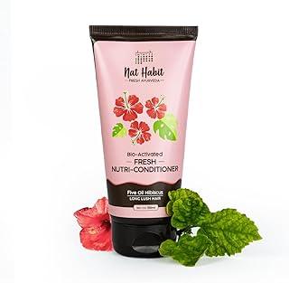 Nat Habit Hibiscus-Infused Conditioner For Unisex, Five Oil Hibiscus Nutri-Conditioner for Long Lush Hair, Reduce Dry & Frizzy Hair, 150 Millilitres