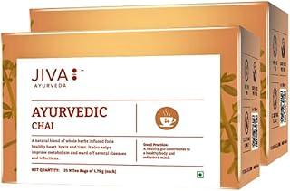 Jiva Ayurvedic Chai- 25 Tea Bags | Caffeine-Free Tea For Healthy Heart, Brain, and Liver | Boosts Immunity, Lowers Cholesterol & Improves Digestion | No Artificial Flavour (Pack Of 2)