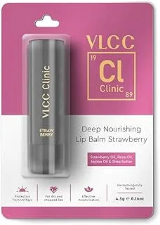 VLCC Clinic Deep Nourishing Lip Balm Strawberry & Rose - 4.5g | Nourishes and Smoothens | Deep Hydration | Dermatologically Tested | Formulated by Experts