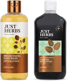 Just herbs Brightening and deep cleansing body wash combo pack with Vitamin C and Activated charcoal