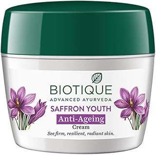 Biotique Saffron Youth Anti-Ageing Cream l 100% Pure Botanical Extracts l Anti-ageing cream for wrinkles and dark lines l Reduces dry lines and Regenerates Skin Youthfulness l All Skin Types l 175gm