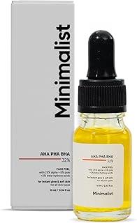 Minimalist 25% AHA + 2% BHA + 5% PHA Peeling Serum Solution for Glowing Skin, Smooth Texture & Pore Cleansing | AHA BHA PHA Peel Serum For Weekend Exfoliation | 10 ml