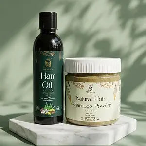 MS Natural Ayurvedic Hair Oil and Natural Hair Shampoo Powder Combo for Men, Women and