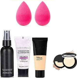 Frippe Makeup Fixer With Primer And Foundation With Compact & 2 Pcs Makeup Blender | Long-Lasting | Hydrating & Refreshing Setting Spray - 150 ml (Transparent)