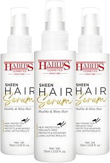 Habibs Orgamatics Sheen hair Serum For Smooth Anti-Frizz Hair Serum high-gloss, silky-Smooth Finish enriched with Aloevera & sunflower Oil 75ML Pack of 3
