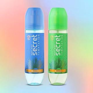 Secret Temptation Body Mist Combo for Women, Pack of 2 (120 Ml Each) l Bloom & Magic Body Mist l Long-Lasting Fragrance l Dermatologically Tested & Safe on Skin