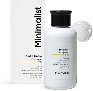 Minimalist 7% ALA + Glycolic Brightening Face Wash | Cleanser with ALA For Glowing Skin, AHA for Exfoliation and Vitamin B5 For Hydration | Sulphate-free | Fragrance-free | For Women & Men | 100 ml
