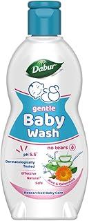 Dabur Baby Wash - 200 ml | pH 5.5 balanced | No Harmful Chemicals & Tear Free Formula | With Ayurvedic herbs | Hypoallergenic & Dermatologically Tested | No Paraben & Phthalates