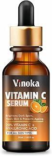 VINOKA Vitamin C Face Serum 30 ML | Brightens Dark Spots, Heals Skin, Prevents Signs of Aging – Lightweight, Non-Greasy, 20% Vitamin C + Hyaluronic Acid For All Skin Types