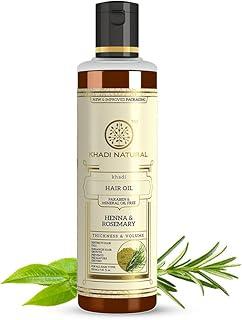 Khadi Natural Rosemary & Henna Hair Oil | Natural Oil for Thick, Voluminous Hair | Helps Control Hair Fall, Premature Greying | Paraben, Mineral Oil Free | Suitable for All Hair Types | 210ml