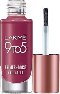 LAKMÉ 9 To 5 Primer + Glossy Finish Nail Colour, Berry Business, 6 Ml